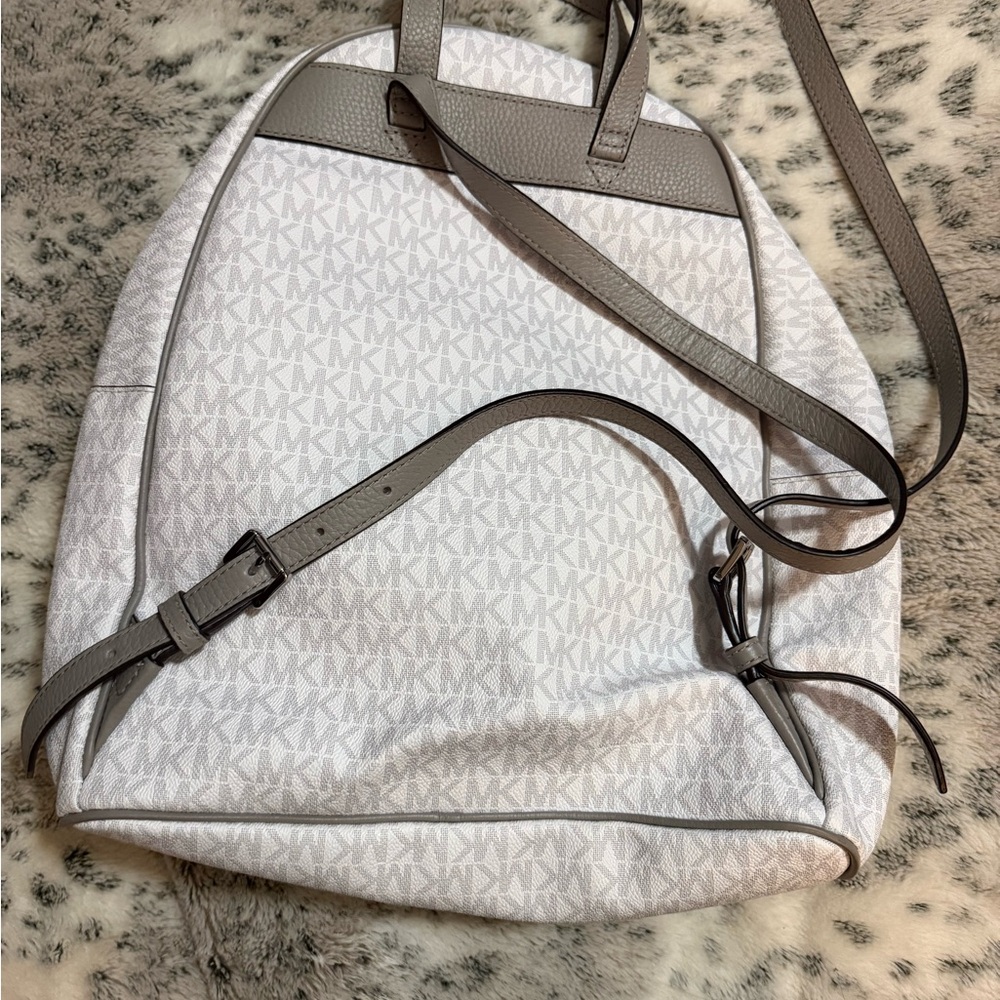 Michael Kors Monogrammed Gray and White Backpack